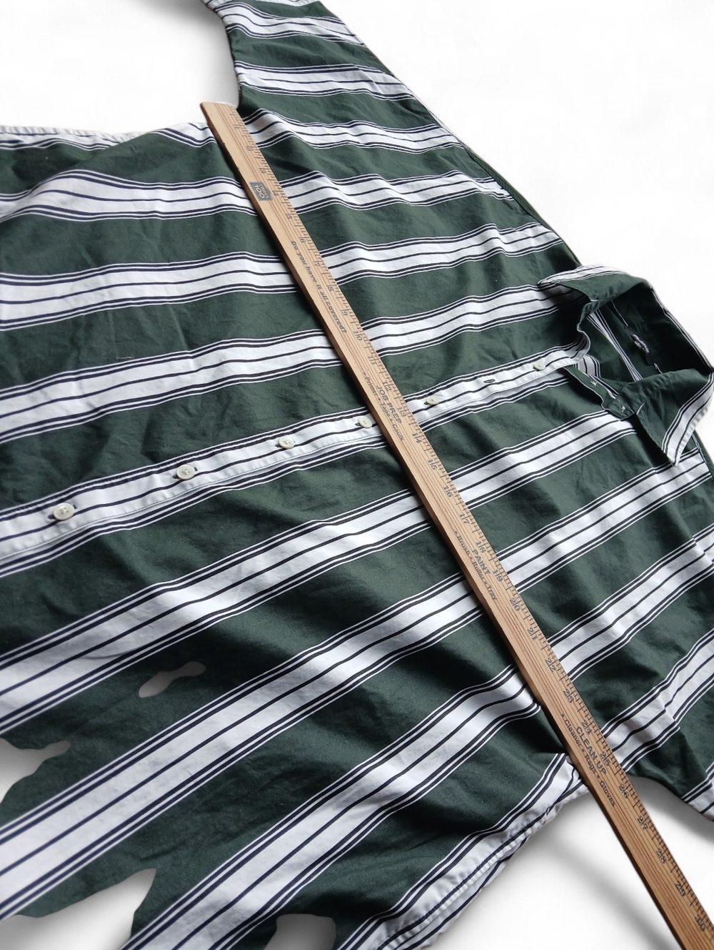 Madewell Women's Size Medium 100% Cotton Green and White Stripe Shirt Dress - Picture 4 of 6